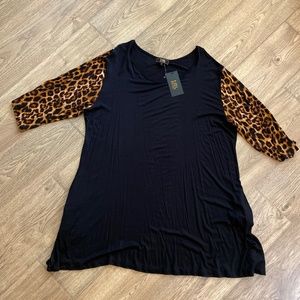 Black with leopard sleeves